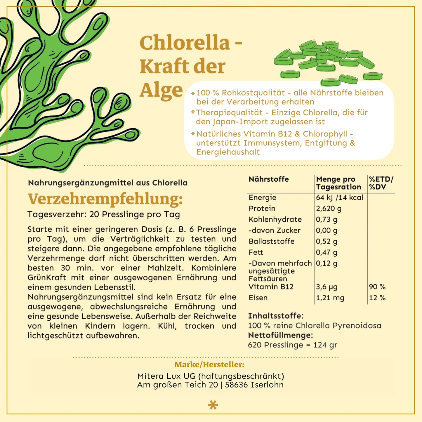 Chlorella Presslinge – In Therapiequalität zur Immunstärkung - Grünkraft