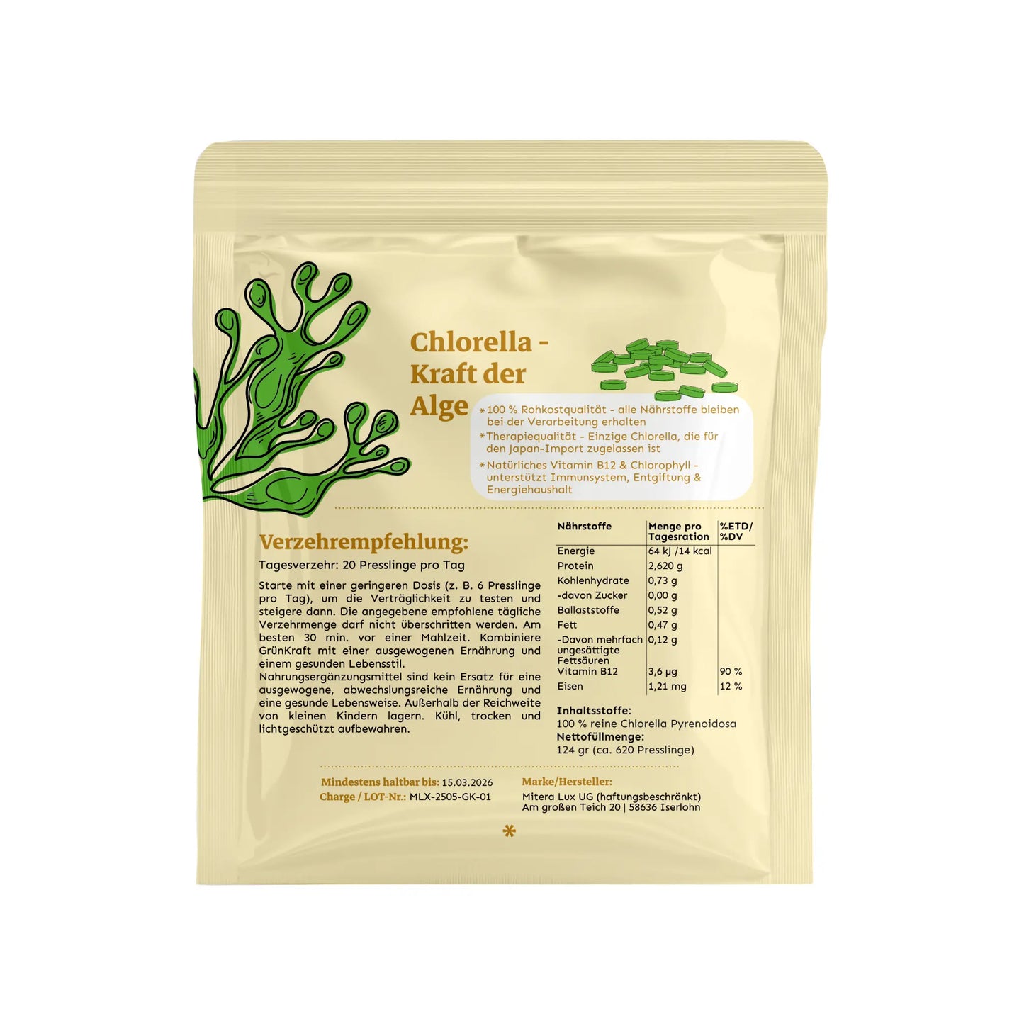 Chlorella Presslinge – In Therapiequalität zur Immunstärkung - Grünkraft