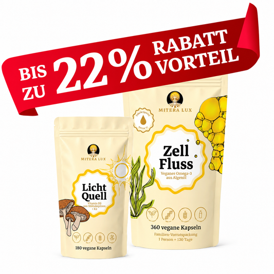 Premium Vitamin D3 aus Shiitake-Pilzen + K2 und Omega-3 - LichtFluss