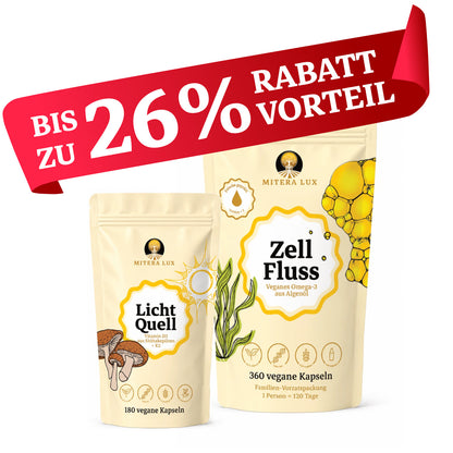 Premium Vitamin D3 aus Shiitake-Pilzen + K2 und Omega-3 - LichtFluss