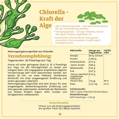 Chlorella Presslinge – In Therapiequalität zur Immunstärkung - Grünkraft