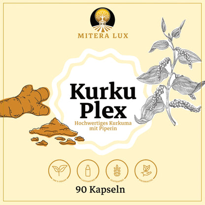 Kurkuma Kapseln mit Piperin – hochdosiert & pflanzlich - Kurkuplex